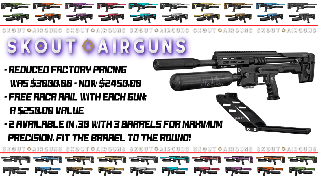 skout airgun savings and free arca rail competition air rifle  best in class quality